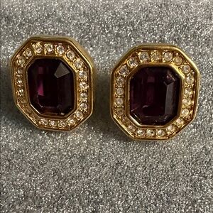 Swarovski Gold and Deep Purple Earrings
